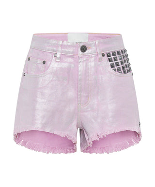 PINK ENVY FOIL BONITAS HIGH WAIST DENIM SHORT