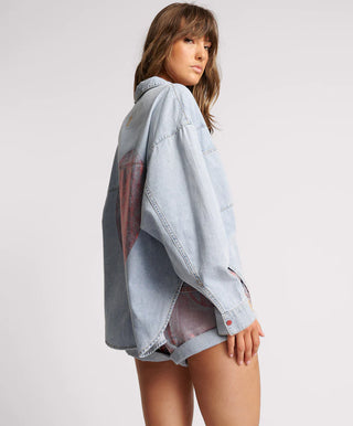 RED DEVIL HEART DARIA DENIM SHIRT