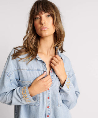 RED DEVIL HEART DARIA DENIM SHIRT