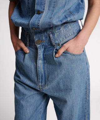 BLUE LILAC DENIM TRUCKER OVERALL