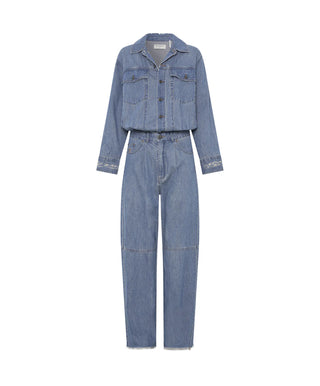 BLUE LILAC DENIM TRUCKER OVERALL