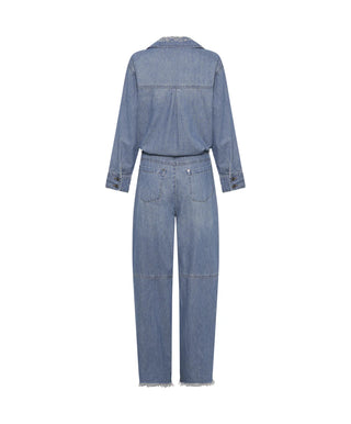 BLUE LILAC DENIM TRUCKER OVERALL