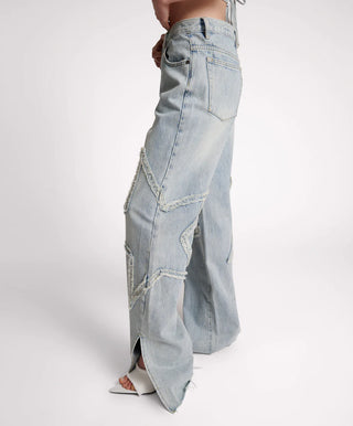 DIAMONDE STAR STRAIGHT LEG MID WAIST DENIM BILLIE JEANS