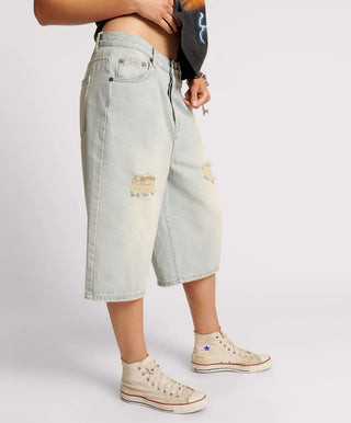 OLD WEST BEASTIE LOW WAIST WIDE LEG DENIM SHORTS