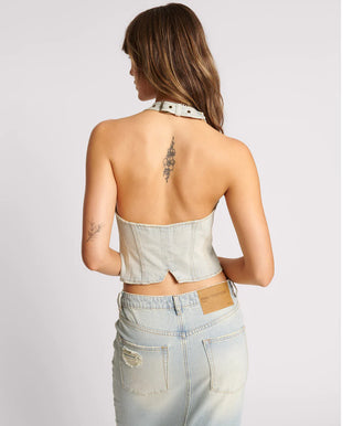 OLD WEST DENIM HALTER TOP