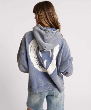 WASHED BLUE SMILEY BATWING HOODY