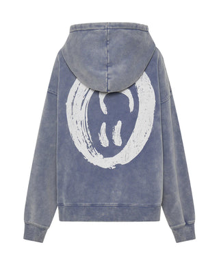 WASHED BLUE SMILEY BATWING HOODY