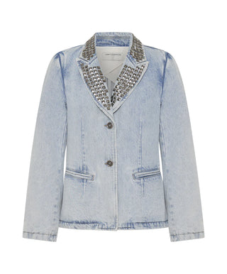 DIAMONDE STUDDED DENIM BLAZER