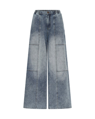 BLUE BLOSSOM DENIM PALAZZO PANTS