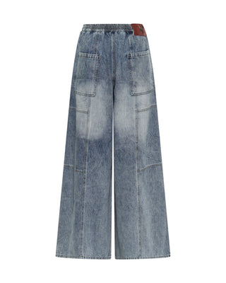 BLUE BLOSSOM DENIM PALAZZO PANTS