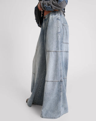 BLUE BLOSSOM DENIM PALAZZO PANTS