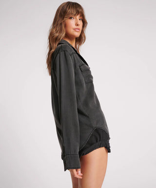 SOFT BLACK TENCEL WESTERN SHIRT