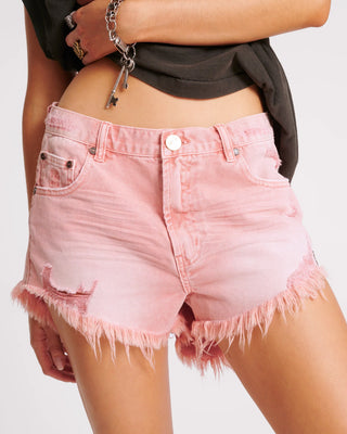 VINTAGE RED OUTLAWS MID LENGTH DENIM SHORTS
