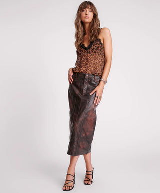 DARK CHOCOLATE CASSIDY LEATHER SKIRT