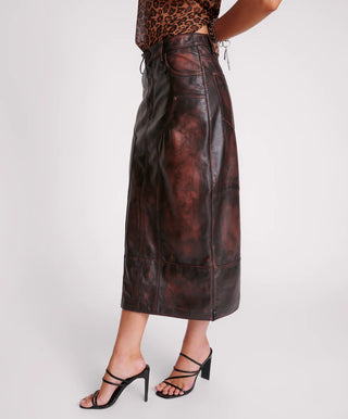 DARK CHOCOLATE CASSIDY LEATHER SKIRT