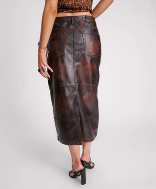 DARK CHOCOLATE CASSIDY LEATHER SKIRT