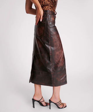 DARK CHOCOLATE CASSIDY LEATHER SKIRT