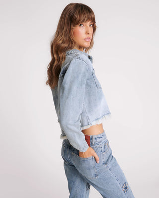 BLUE BLOSSOM LONG SLEEVE DENIM BRAXTON TOP