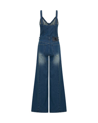 GRITTY BLUE FREIDA FIT N FLARE DENIM JUMPSUIT