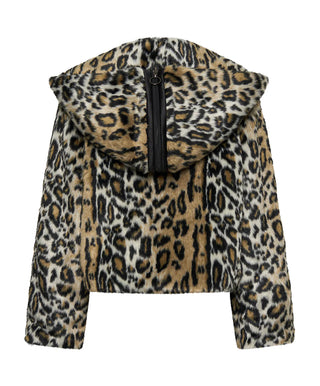 FAUX LEOPARD SPLIT HOOD JACKET