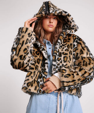 FAUX LEOPARD SPLIT HOOD JACKET