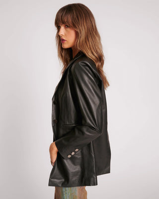 BLACK LEATHER BLAZER