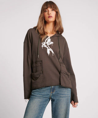 GRAFFITI BIRD OVERSIZED POCKET HOODIE