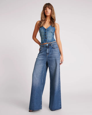 BLUE THUNDER LOVE MACHINES MID WAIST SUPER WIDE LEG DENIM JEANS