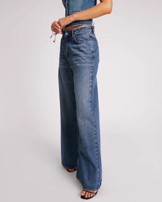 BLUE THUNDER LOVE MACHINES MID WAIST SUPER WIDE LEG DENIM JEANS