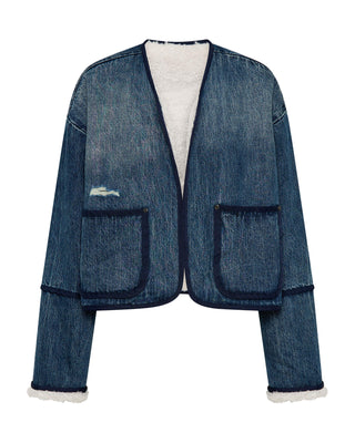 Teddy Cropped Denim Jacket - Boys Club Blue