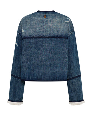 Teddy Cropped Denim Jacket - Boys Club Blue