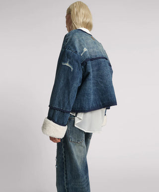 Teddy Cropped Denim Jacket - Boys Club Blue