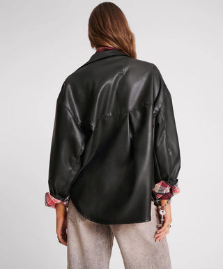 DARIA FAUX LEATHER FLANNEL SHACKET