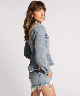 SALTY DOG PEPLUM DENIM SHACKET