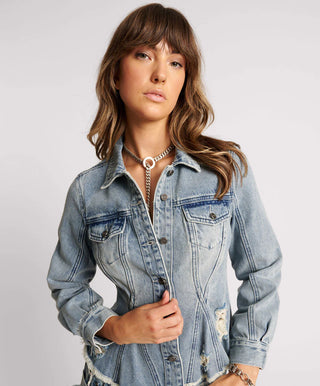 SALTY DOG PEPLUM DENIM SHACKET