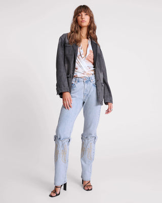 WORN BLACK DENIM BOYFRIEND BLAZER