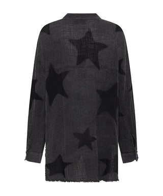 BLACK STAR MUSLIN LONGLINE SHIRT