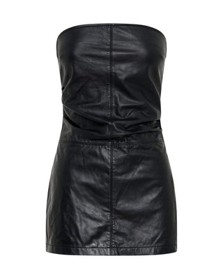 Leather Strapless Tube Dress - Black