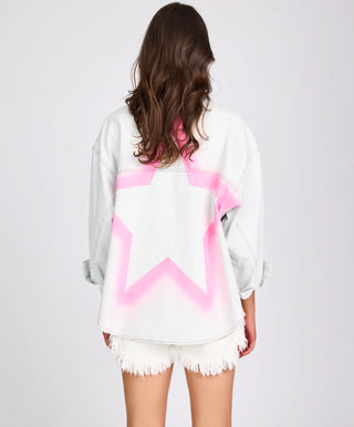 Daria Hand-Sprayed Denim Shacket - Bel Air Blue