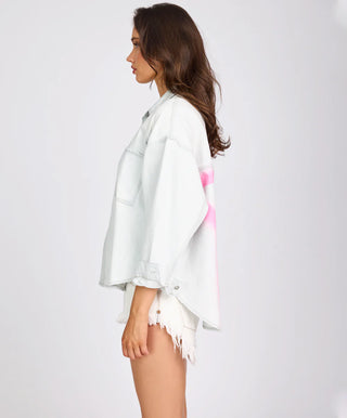 Daria Hand-Sprayed Denim Shacket - Bel Air Blue