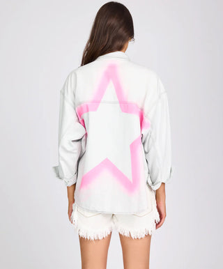 Daria Hand-Sprayed Denim Shacket - Bel Air Blue