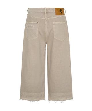 720'S Mid Waist Super Long Length Denim Shorts - Stone
