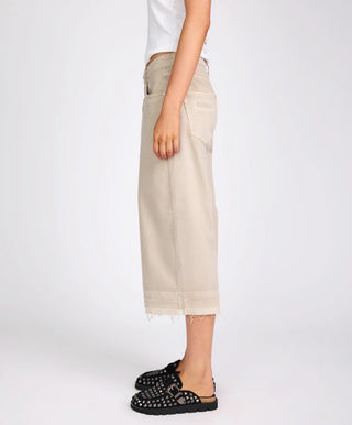720'S Mid Waist Super Long Length Denim Shorts - Stone