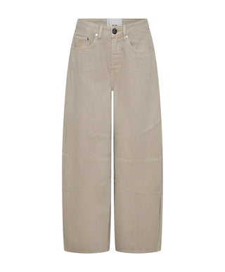 Barrel Mid Waist Wide Leg Denim Jeans - Stone