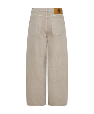 Barrel Mid Waist Wide Leg Denim Jeans - Stone