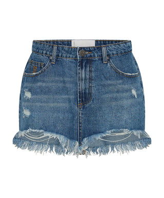 Junkyard Low Waist Denim Mini Skirt - Westland Blue