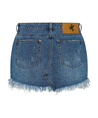 Junkyard Low Waist Denim Mini Skirt - Westland Blue