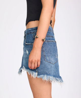 Junkyard Low Waist Denim Mini Skirt - Westland Blue