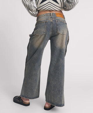 Billie Mid Waist Long Rise Straight Leg Denim Jeans - Old Blue