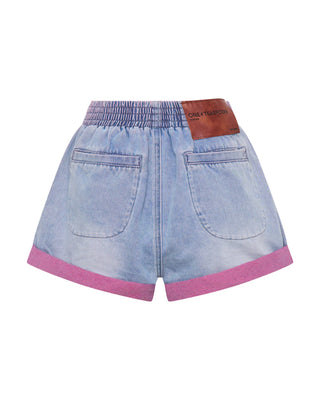 Hunters Mid Waist Boyfriend Elasticated Denim Shorts - Cheeky Blue